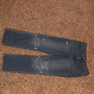 straight leg high waisted ripped jeans